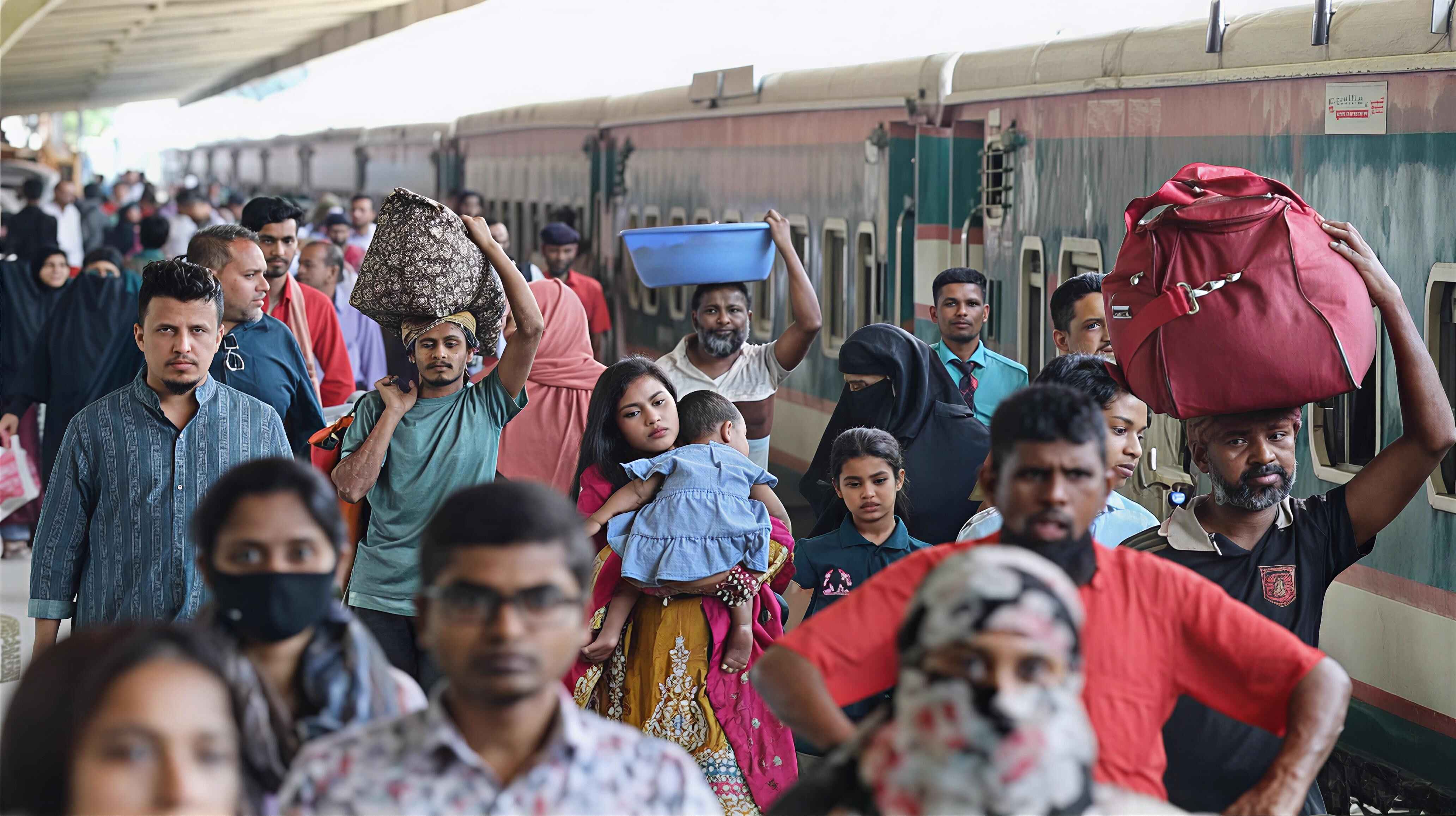 কমলাপুরে যাত্রীদের উপচেপড়া ভিড়, ছুটি শেষে কর্মস্থলে ফিরছে মানুষ